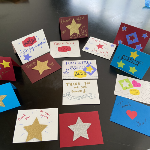 military-cards-stars handmade cards ready to be sent overseas to active military